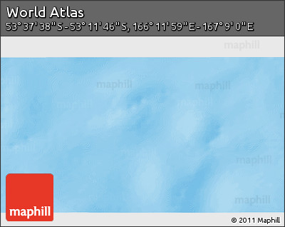 Shaded Relief 3D Map of the Area around 53° 24' 42" S, 166° 40' 30" E