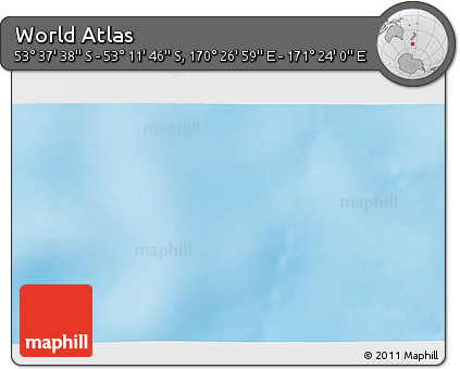 Physical 3D Map of the Area around 53° 24' 42" S, 170° 55' 30" E