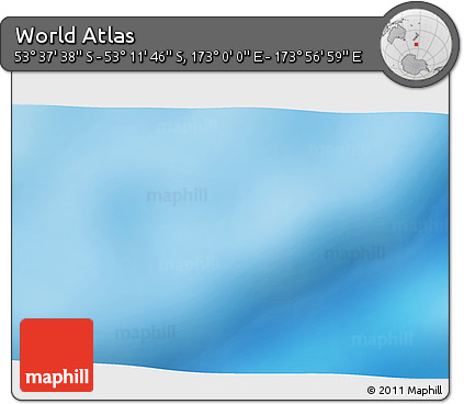 Physical 3D Map of the Area around 53° 24' 42" S, 173° 28' 29" E