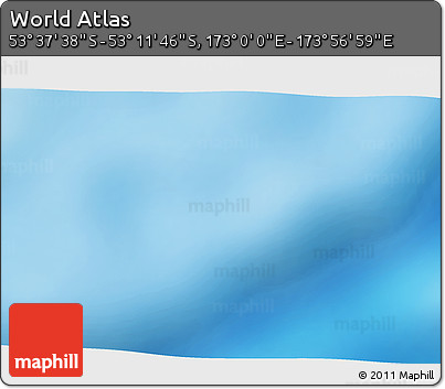Physical 3D Map of the Area around 53° 24' 42" S, 173° 28' 29" E