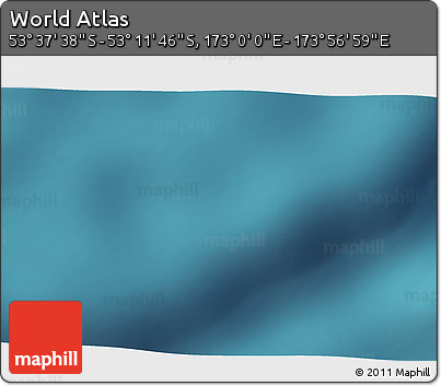 Satellite 3D Map of the Area around 53° 24' 42" S, 173° 28' 29" E