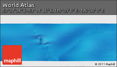 Physical Panoramic Map of the Area around 53° 24' 42" S, 176° 1' 30" E