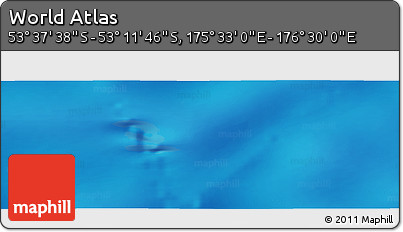 Physical Panoramic Map of the Area around 53° 24' 42" S, 176° 1' 30" E