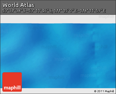 Physical 3D Map of the Area around 53° 24' 42" S, 177° 43' 29" E