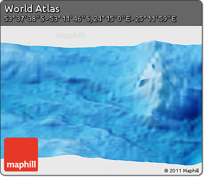 Shaded Relief 3D Map of the Area around 53° 24' 42" S, 24° 43' 30" E