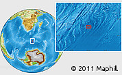 Physical Location Map of the area around 53° 24' 42" S, 30° 40' 29" E