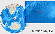 Shaded Relief Location Map of the area around 53° 24' 42" S, 34° 4' 30" E