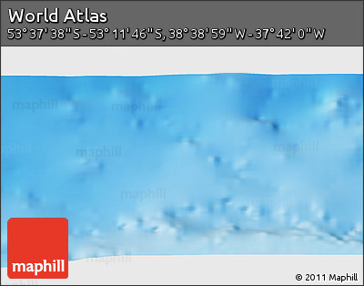 Physical 3D Map of the Area around 53° 24' 42" S, 38° 10' 29" W