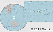 Gray Location Map of the area around 53° 24' 42" S, 47° 40' 29" E, hill shading