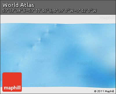 Physical 3D Map of the Area around 53° 24' 42" S, 4° 10' 30" W