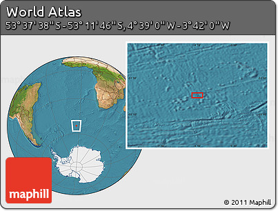 Satellite Location Map of the Area around 53° 24' 42" S, 4° 10' 30" W