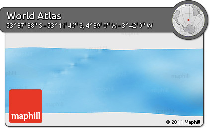 Physical Panoramic Map of the Area around 53° 24' 42" S, 4° 10' 30" W