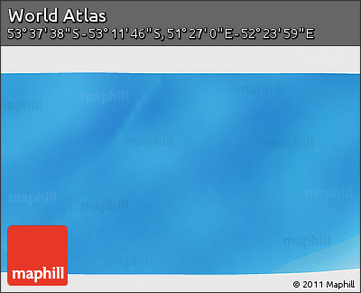 Physical 3D Map of the Area around 53° 24' 42" S, 51° 55' 29" E