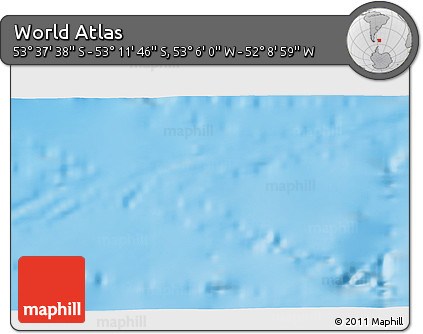 Physical 3D Map of the Area around 53° 24' 42" S, 52° 37' 30" W