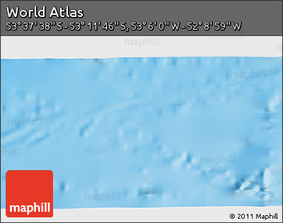 Physical 3D Map of the Area around 53° 24' 42" S, 52° 37' 30" W