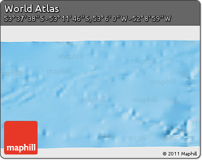 Physical 3D Map of the Area around 53° 24' 42" S, 52° 37' 30" W