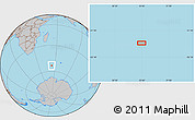 Gray Location Map of the area around 53° 24' 42" S, 53° 37' 30" E
