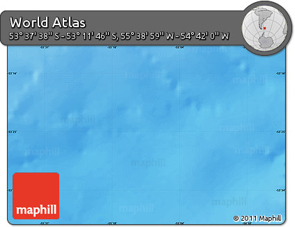 Physical Map of the Area around 53° 24' 42" S, 55° 10' 29" W