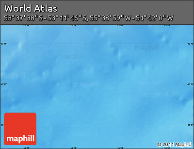Physical Map of the Area around 53° 24' 42" S, 55° 10' 29" W