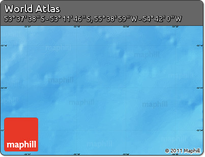 Physical Map of the Area around 53° 24' 42" S, 55° 10' 29" W