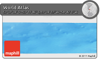 Physical Panoramic Map of the Area around 53° 24' 42" S, 55° 10' 29" W