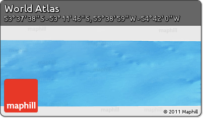Shaded Relief Panoramic Map of the Area around 53° 24' 42" S, 55° 10' 29" W