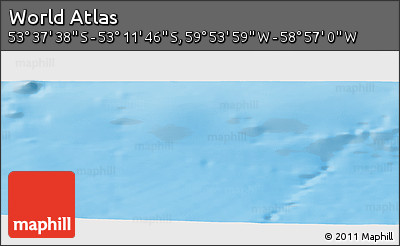 Physical Panoramic Map of the Area around 53° 24' 42" S, 59° 25' 29" W