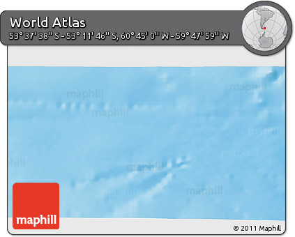 Physical 3D Map of the Area around 53° 24' 42" S, 60° 16' 29" W
