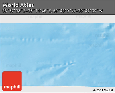 Physical 3D Map of the Area around 53° 24' 42" S, 60° 16' 29" W