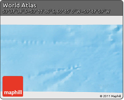 Physical 3D Map of the Area around 53° 24' 42" S, 60° 16' 29" W