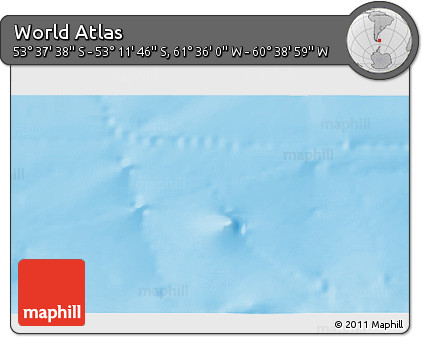 Physical 3D Map of the Area around 53° 24' 42" S, 61° 7' 30" W