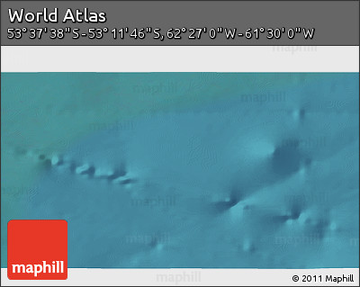 Satellite 3D Map of the Area around 53° 24' 42" S, 61° 58' 30" W