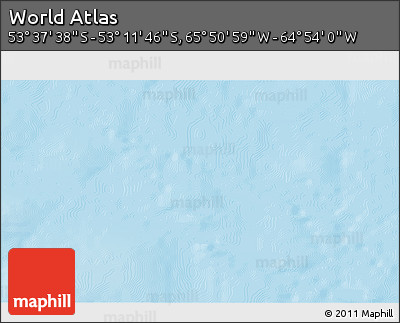 Physical 3D Map of the Area around 53° 24' 42" S, 65° 22' 30" W