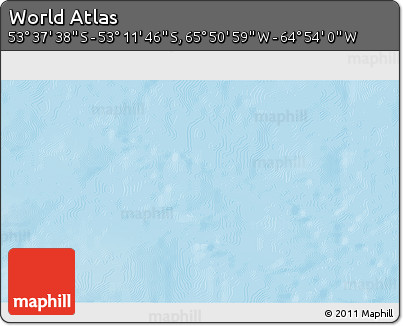 Physical 3D Map of the Area around 53° 24' 42" S, 65° 22' 30" W