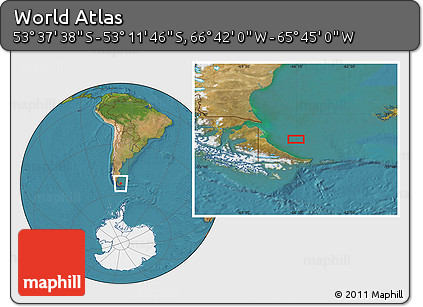 Satellite Location Map of the Area around 53° 24' 42" S, 66° 13' 29" W