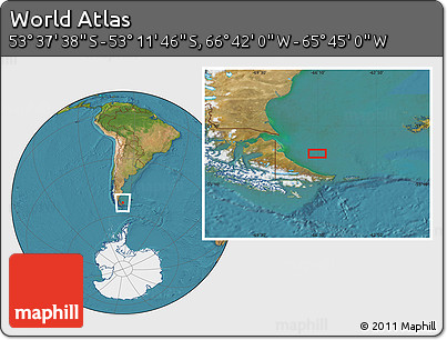 Satellite Location Map of the Area around 53° 24' 42" S, 66° 13' 29" W