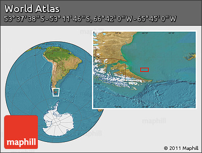 Satellite Location Map of the Area around 53° 24' 42" S, 66° 13' 29" W