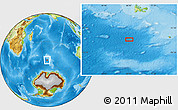 Physical Location Map of the area around 53° 24' 42" S, 68° 4' 29" E