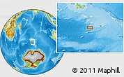 Physical Location Map of the area around 53° 24' 42" S, 71° 28' 29" E