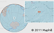Gray Location Map of the area around 53° 24' 42" S, 72° 19' 29" E, hill shading