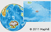 Physical Location Map of the area around 53° 24' 42" S, 73° 10' 30" E