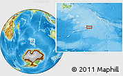 Physical Location Map of the area around 53° 24' 42" S, 74° 1' 30" E