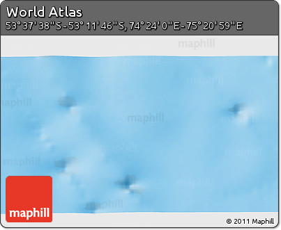 Physical 3D Map of the Area around 53° 24' 42" S, 74° 52' 30" E