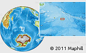 Physical Location Map of the area around 53° 24' 42" S, 75° 43' 29" E