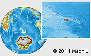 Physical Location Map of the area around 53° 24' 42" S, 79° 7' 30" E
