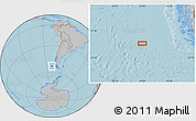 Gray Location Map of the area around 53° 24' 42" S, 79° 49' 29" W, hill shading