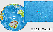 Physical Location Map of the area around 53° 24' 42" S, 97° 49' 29" E