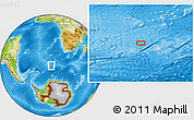 Physical Location Map of the area around 53° 47' 48" S, 0° 55' 29" E