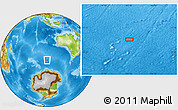 Physical Location Map of the area around 53° 47' 48" S, 101° 13' 29" E
