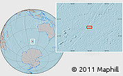 Gray Location Map of the area around 53° 47' 48" S, 103° 46' 30" E, hill shading